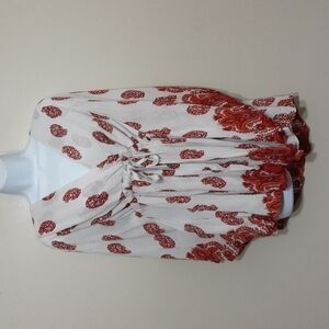 Angie women blouse pull on waist tie ruffle floral casual bohemian S Beach